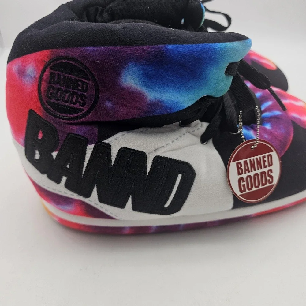 Banned Goods Plush High Top Sneaker Slippers Tie Dye Galaxy Adult One Size NWT